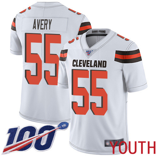 Cleveland Browns Genard Avery Youth White Limited Jersey #55 NFL Football Road 100th Season Vapor Untouchable->youth nfl jersey->Youth Jersey